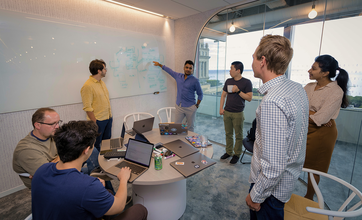 Experienced, diverse team strategizing