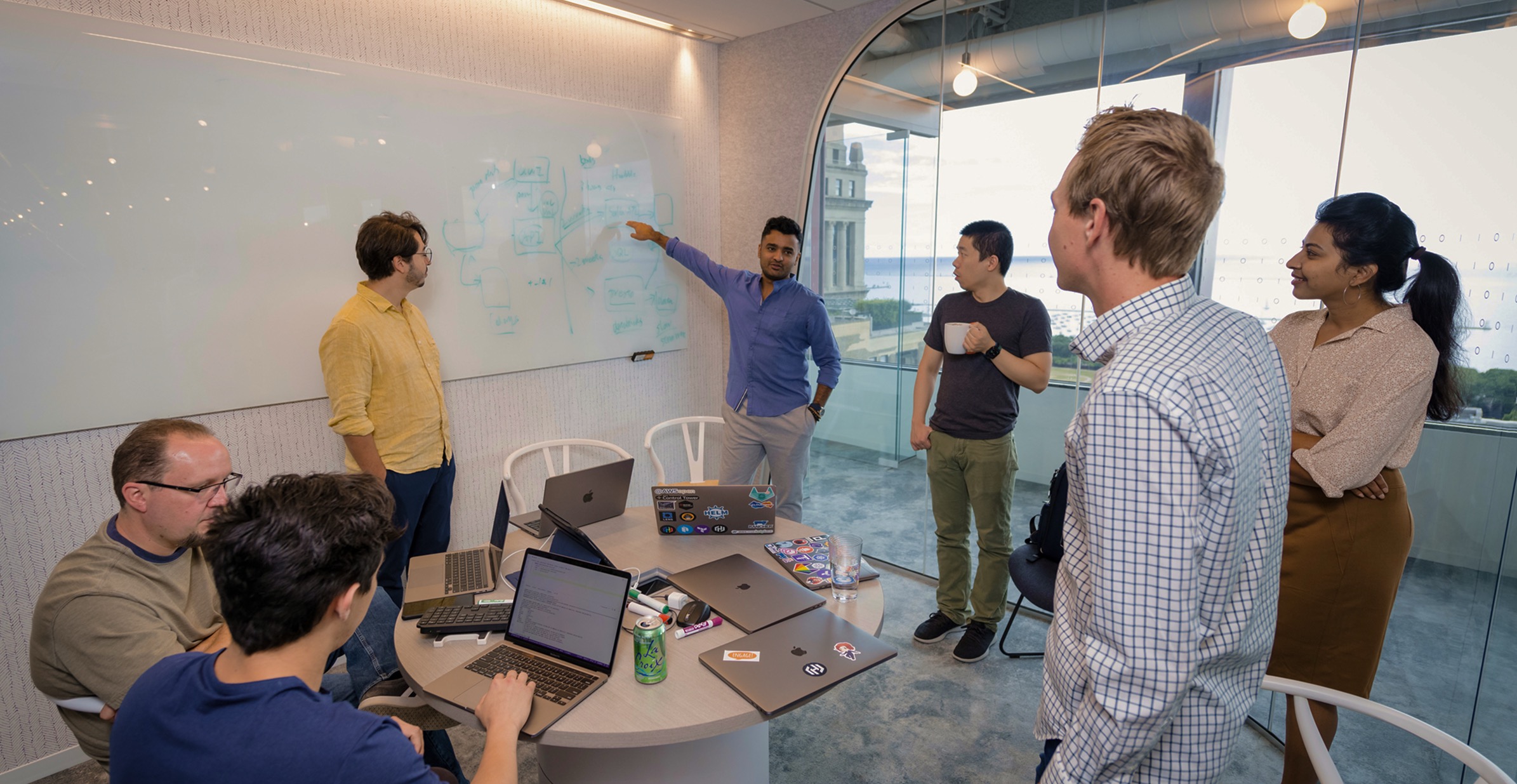 Experienced, diverse team strategizing